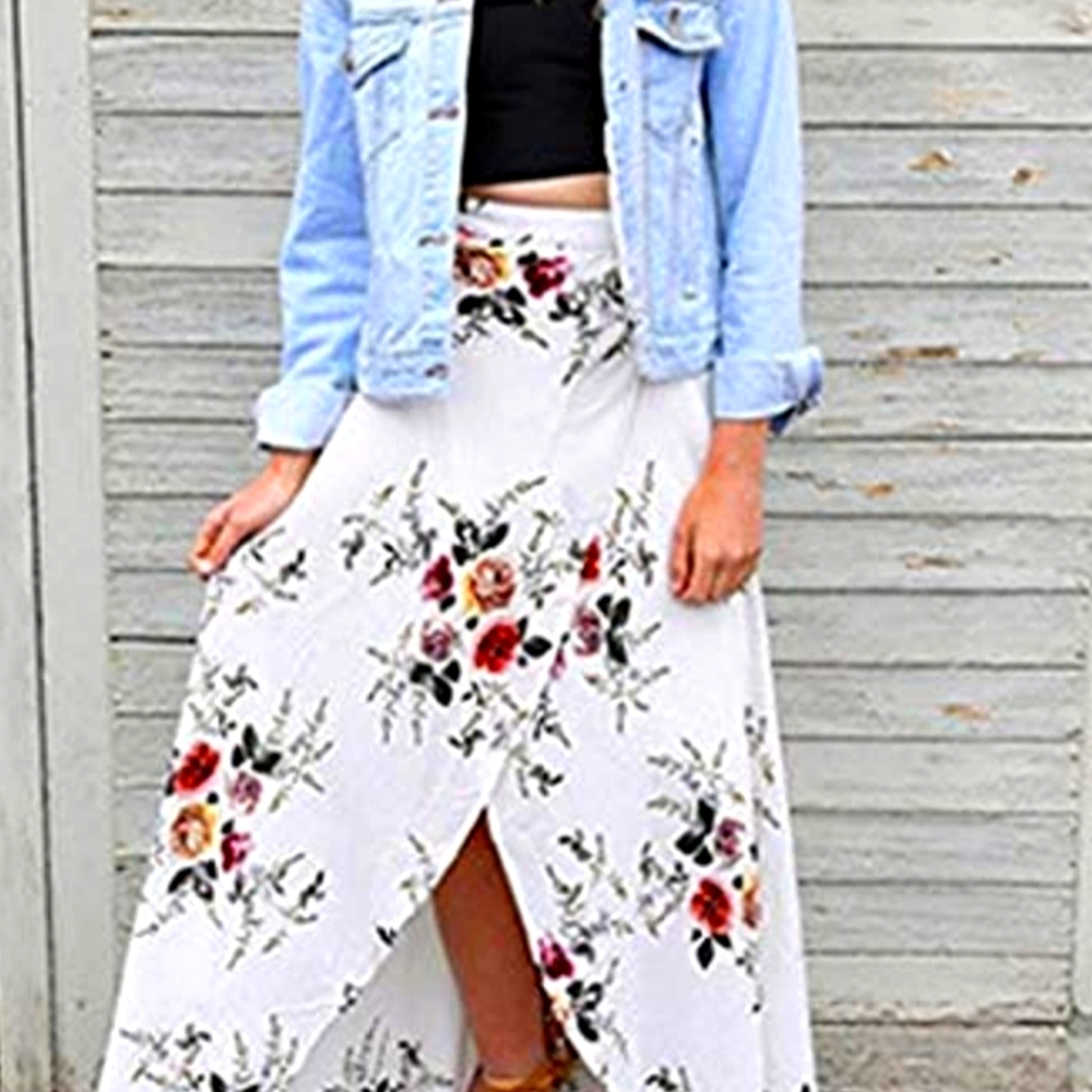 2 pack floral tie up boho skirts black and white floral